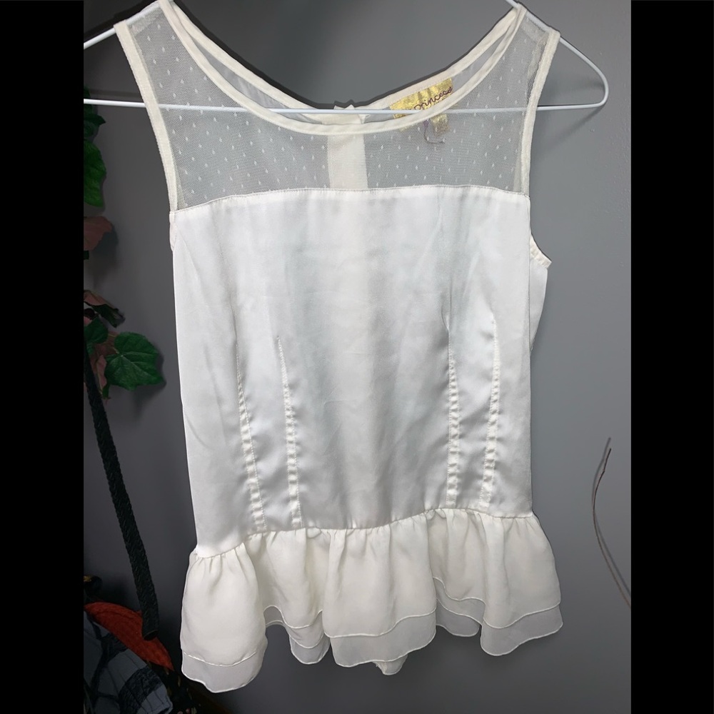Princess Vera Wang womens sz S cream satiny &‎ lace Tank Top